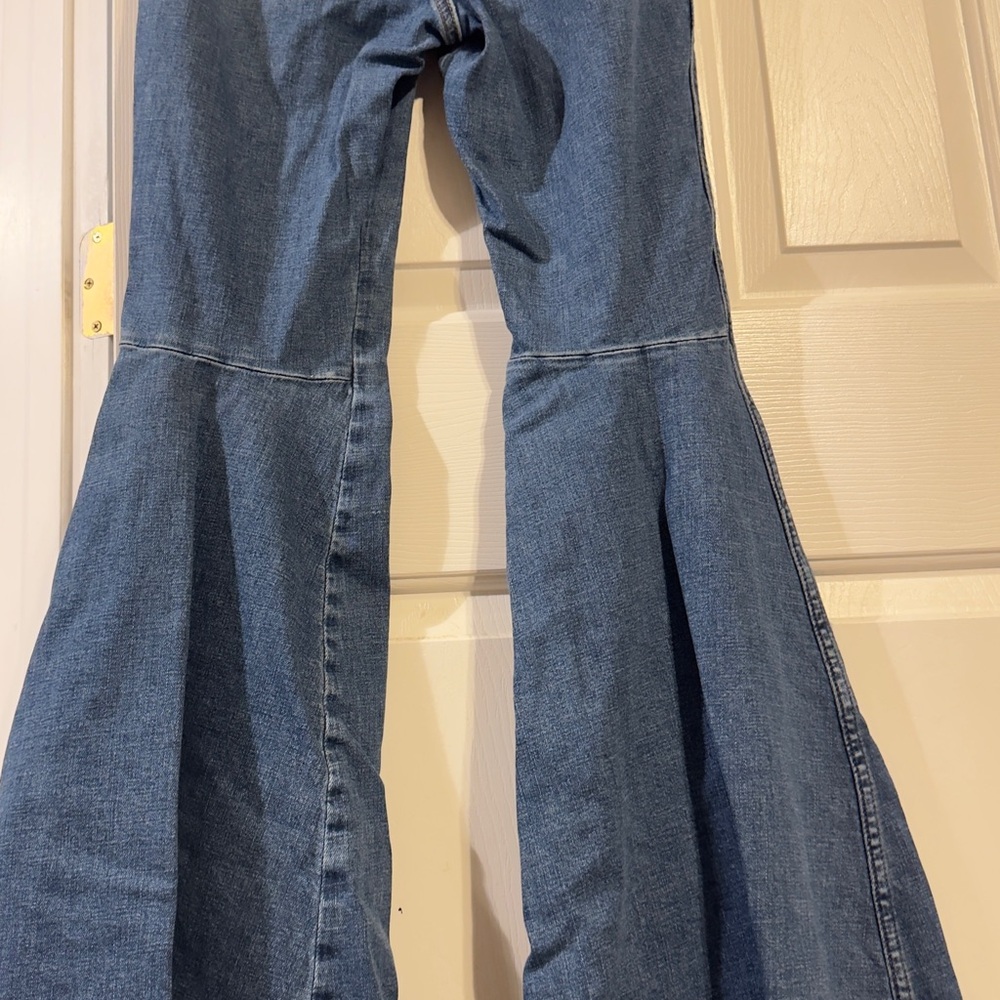 Wrangler Blue Flare Leg Jeans with Seam Detail